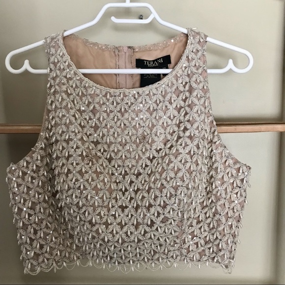 Two Piece Beaded Prom Dress by Terani Couture Size 12 - Picture 11 of 16